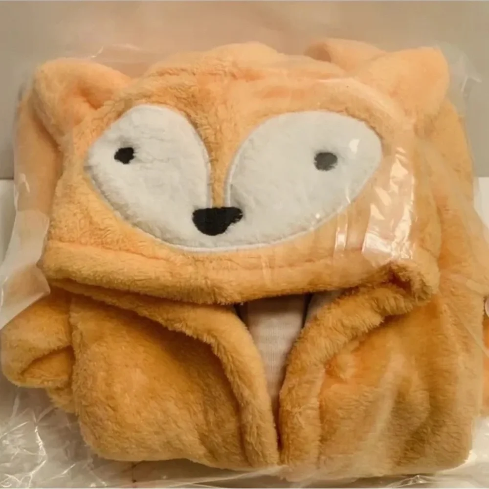 Cloud Island Fox Hooded Bath Robe | 6–9M Orange | NWT